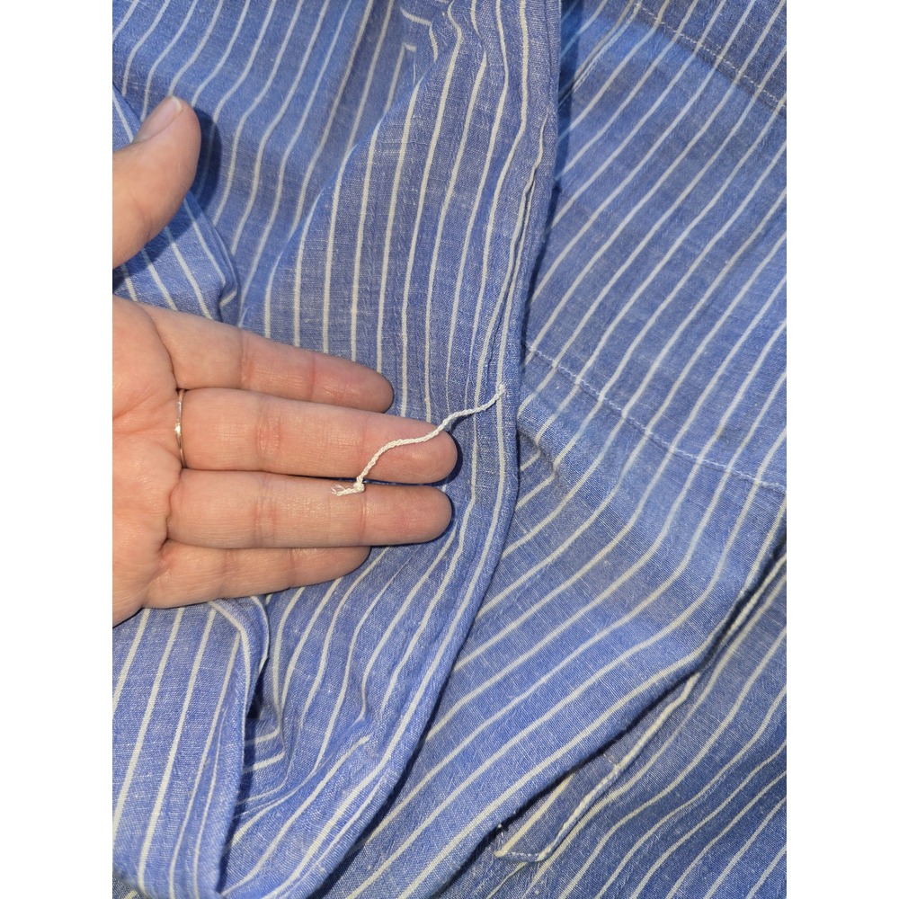 Love by Gap Womens Maxi Dress Medium Blue White Stripe Belted Linen Blend - Picture 15 of 15